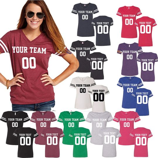Discover Football Custom Jersey, Personalized Women Jersey, Short Sleeve Jersey, Team Name & Number, Cotton Jersey, Birthday Gift, Gift for Her