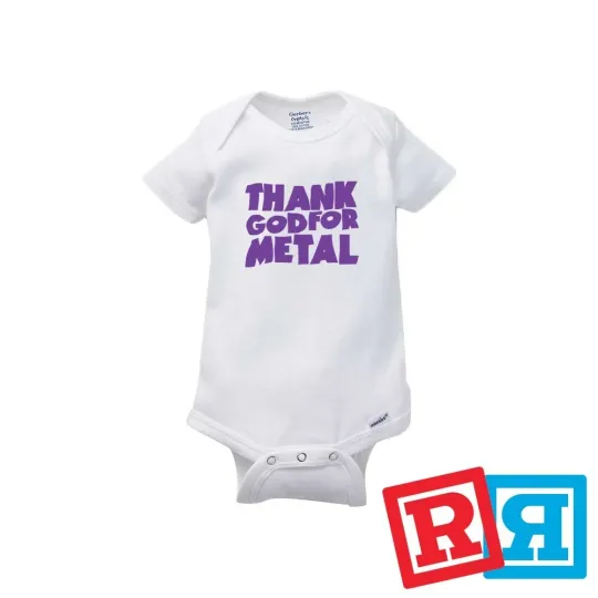 Discover Thank God For Metal Gerber Baby Onesie® Cotton Unisex White Short Sleeve