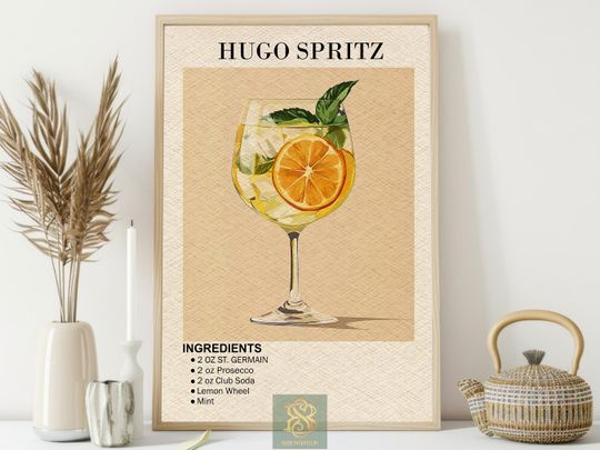 Discover Vintage Hugo Spritz Cocktail Canvas Print - Bar Wall Art Poster