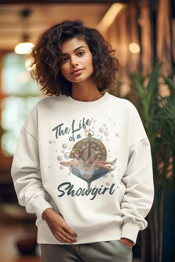 Discover Vintage Inspired 'The life of a Showgirl' Unisex Lightweight Crewneck Sweatshirt. TS 12 Album, Taylor in a Martini Glass with midnight clock