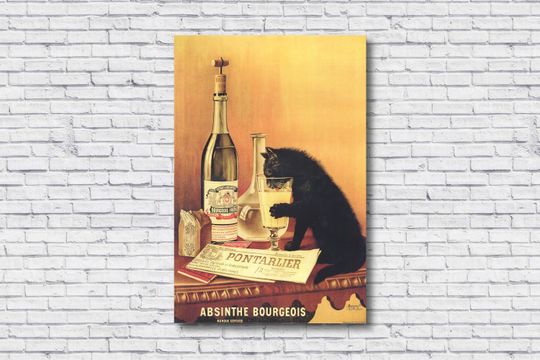 Discover Absinthe Bourgeois Vintage French Cat Poster Wall Art Print