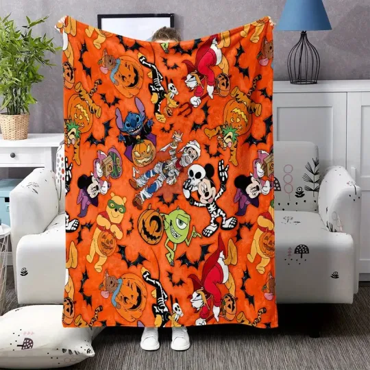 Discover Mickeyy & Monsters Halloween Flannel Blanket – Super Soft, Cozy, All-Season Throw