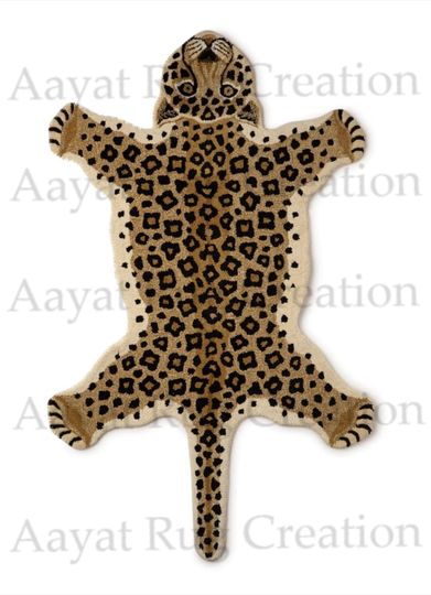 Discover Leopard Shaped Rug Area Rug, Hand-Tufted Animal Print Rug | Jungle Safari Kids Room Decor | Playroom, Nursery, Living Room Or Bedroom Dcor
