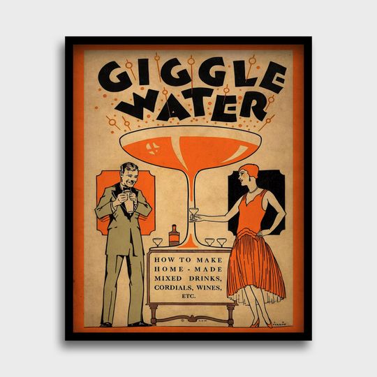 Discover Giggle Water Vintage Poster | Prohibition Era Art Print | Roaring Twenties Wall Decor | Speakeasy Bar Poster | Retro Alcohol Print