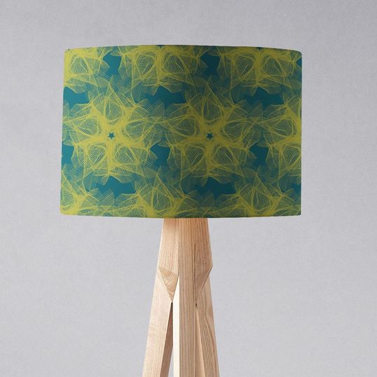 Discover Teal and Yellow Lampshade, Mustard lamp shade, Teal Light Shade, Drum Lampshades