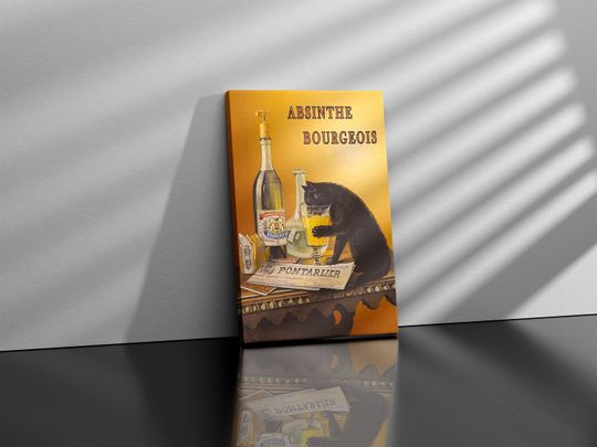 Discover Absinthe Bourgeois Vintage 1902 French Cat Advertisement Poster Wall Art