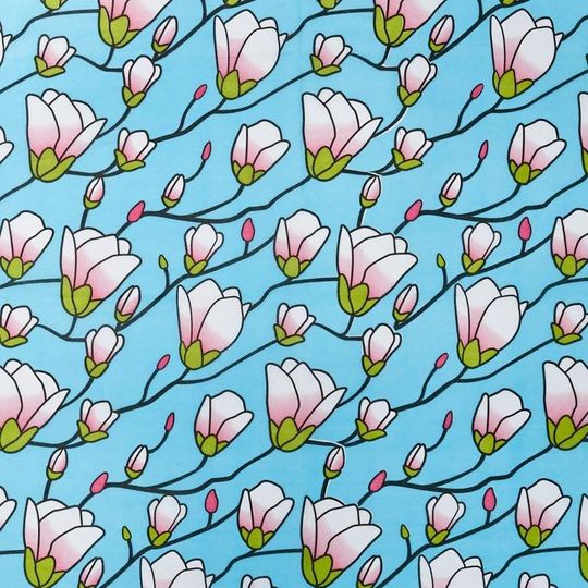 Discover SPRING ROMANCE 156 In Stock Tissue Sheets gift present wrap craft supply retail package flower floral turquoise white pink magnolia vintage