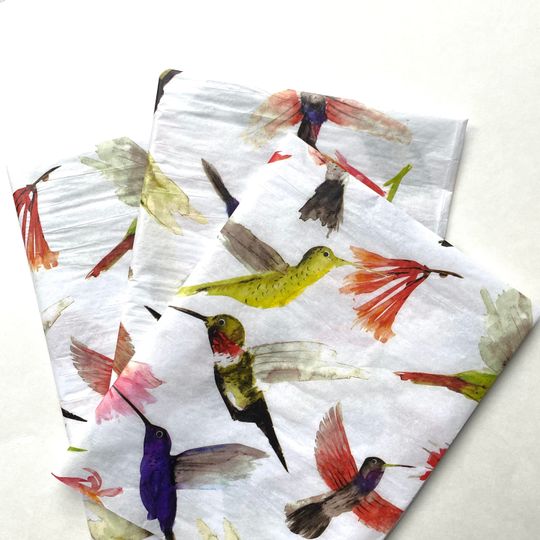 Discover HUMMINGBIRD  208 In Stock Tissue Sheets gift present wrap craft supply retail store packaging DIY nature bird watcher Spring Summer pattern