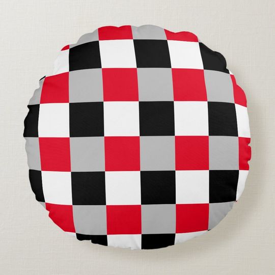 Discover Editable checkerboard pattern round pillow