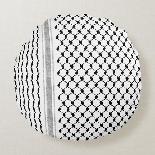 Discover Palestinian Arabic Kufiya Pattern Round Pillow