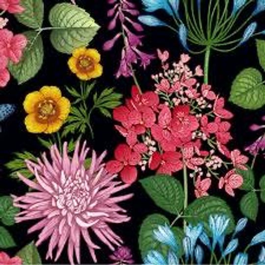Discover Large Format Dramatic Floral on Black  Decoupage Tissue Paper