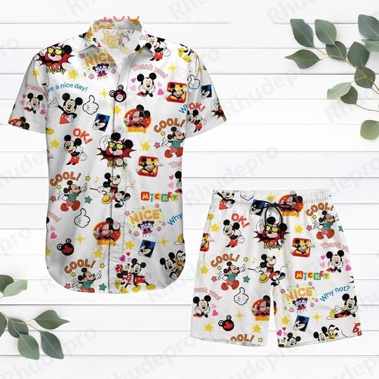 Discover Disneyyy Mickeyy Donald Duckk Hawaiian Shirt Shorts Suit