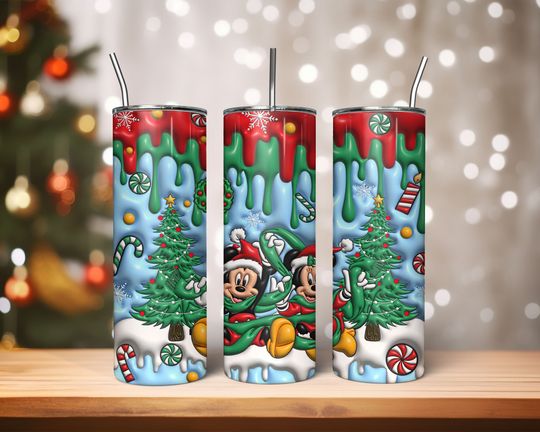 Discover 3D Christmas Inflated Tumbler, Christmas Mouse Tumbler