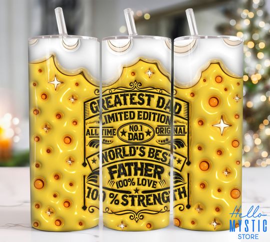 Discover Greatest Dad 3D Inflated 20oz Tumbler, World's Best Father Tumbler