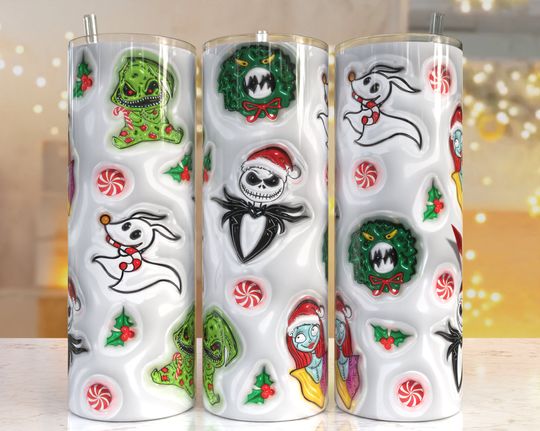 Discover 3D puffy inflated Cartoon inflatable Print Tumbler, Skinny Tumbler, 20oz Skinny Tumbler Sublimation Design, Tumbler png, Christmas gift