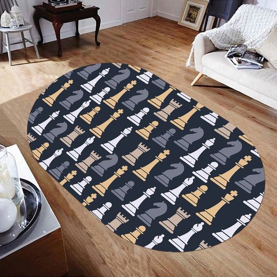 Discover Chess,Chess Pieces,Game Rug,Chess Pattern,Oval Home Decor Rug,Aesthetic Rug,Oval Rug,Area Rug,Fantastic Rug,Home Decor Rug,Area Rug