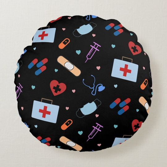 Discover RN Nurse Nursing Student | Doctor Medical Pattern Round Pillow