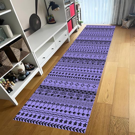 Discover Purple Tribal Runner Rug  Boho Geometric Palm Tree
