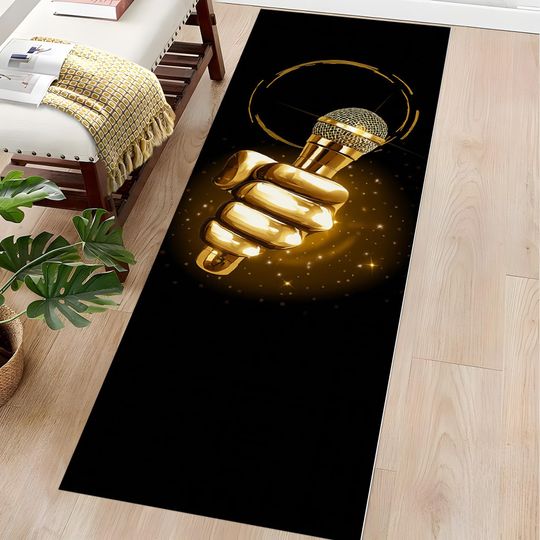 Discover Golden Microphone Hand Runner Rug