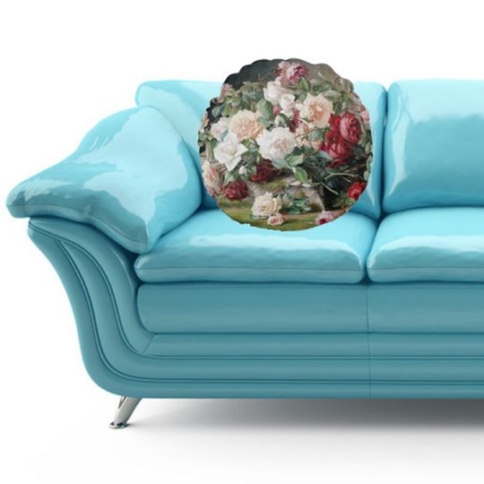 Discover Beautiful Floral Pattern with Roses and Foliage  Round Pillow