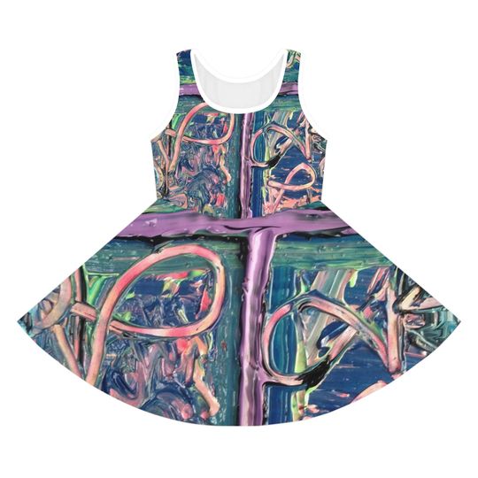Discover Vibrant Girls' Sleeveless Sundress, Colorful AOP Summer Dress