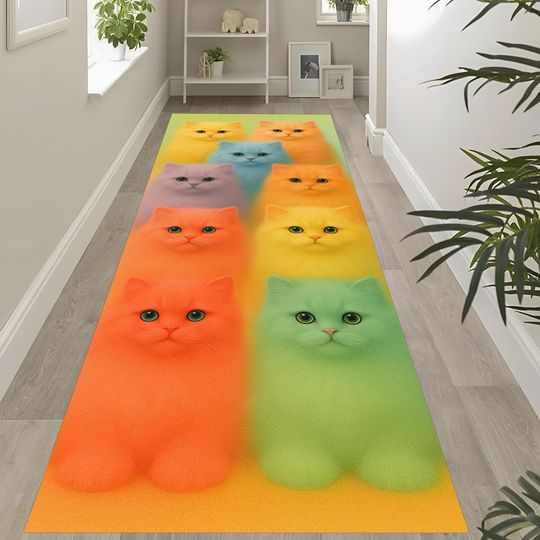 Discover Pastel Pink Cat Runner Rug