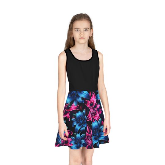 Discover Girls Sundress, Summer Dress for Girls, Sleeveless Sundress, Beach Dress, Floral Print Dress, Children's Clothing