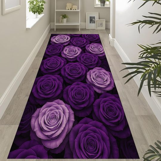 Discover Purple Rose Floral Rug Romantic Bloom