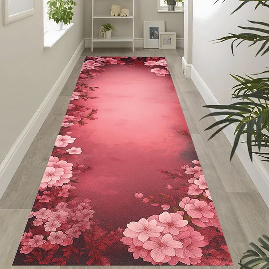 Discover Flowers Rug,Colorful Flower Rug,Runner Rug