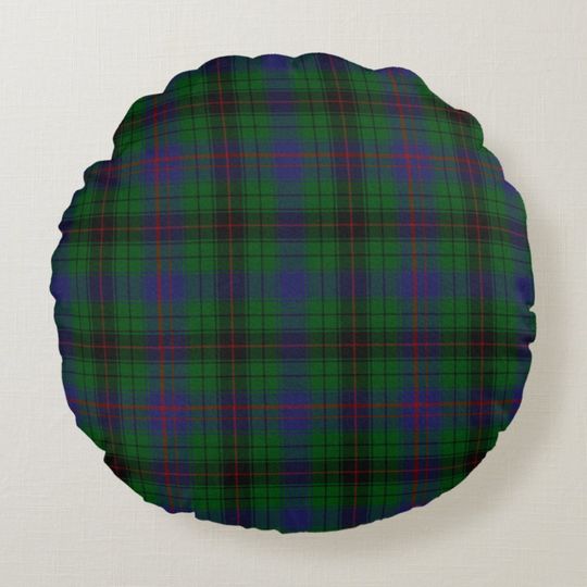 Discover Colorful Clan Davidson Plaid Round Pillow