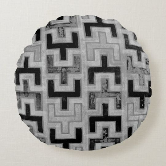 Discover African Mudcloth Textile with Geometric Patterns Round Pillow
