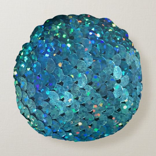 Discover Sequins Sparkle: Macro Abstract Background Round Pillow