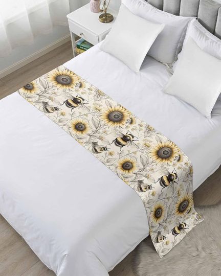 Discover Sunflowers Bees Bed Runners
