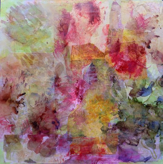 Discover Painted tissue paper collage, "Floral Fantasy".