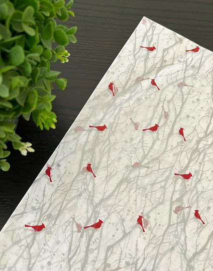 Discover SILVER WOODLAND Frost CARDINAL Design Gift Grade Tissue Paper Sheets Choose Size & Package Amount