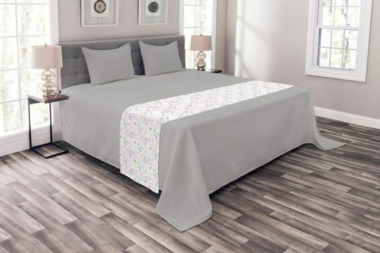 Discover Ambesonne Cartoon Bed Runner, Drawing Style Elephants Teddy Bears Flowers Butterflies Bees Pattern, Decorative Accent Bedding Scarf for Hotels Homes and Guestrooms, Queen, Multicolor