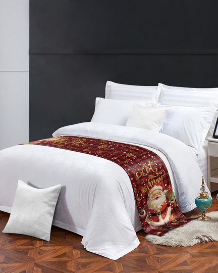 Discover Christmas Santa Red Black Plaid Xmas Bed Runners