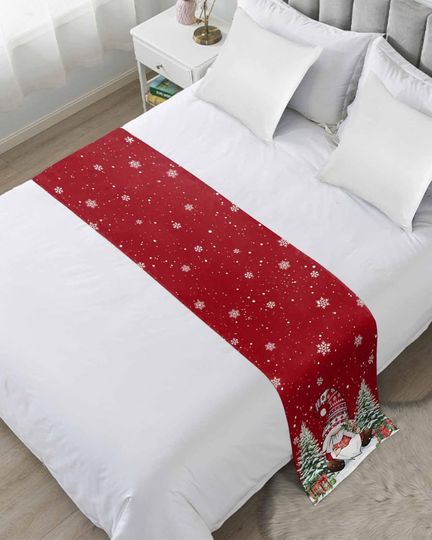 Discover Christmas Gnomes Red Bed Runner