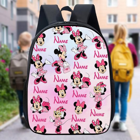 Discover Personalized Minniee Mouse Head Backpack, Mickeyy mouse Fleece Lunch Bag, Disneyyy Minne Drink Bottle, Custom Name Minniee Tumbler