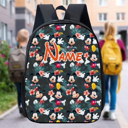 Discover Personalize Backpack Mickeyy mouse With Floral Bag, Mickeyy mouse Movie 3D All Over Printed Lunch Bag, Disneyyy Mickeyy Tropical Bottle