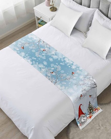 Discover Blue Christmas Gnomes Bed Runners