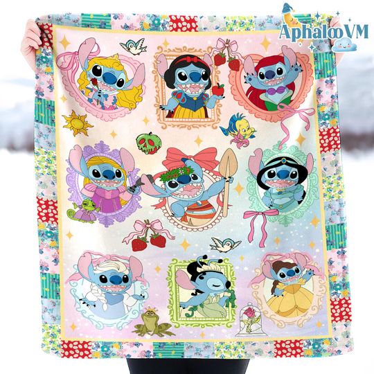 Discover Funny Stitchh Cosplay Princess Blanket, Stitchh Baby Blanket, Disneyyland Stitchh Blanket, Stitchh Birthday Gifts, Blanket Bedding Decor