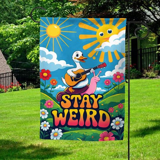 Discover Stay Weird Garden Flag, Welcome Garden Decor, Retro Outdoor Home Flag, Stay Weird Yard Flag, Funny Decoration, Goose Garden Gift G5NG04