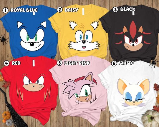 Discover Sonic Halloween Costume Shirt Sonic the Hedgehog Costume Knuckles Miles Amy Rose Shirt Sonic Birthday T-shirt Halloween Family Group Tee