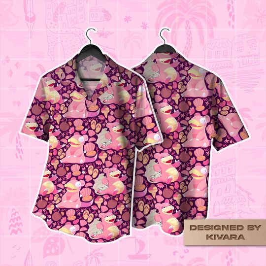 Discover Slowpoke Hawaiian Shirt - Unisex Summer Beach Aloha Shirt - Anime Manga Cute Gift