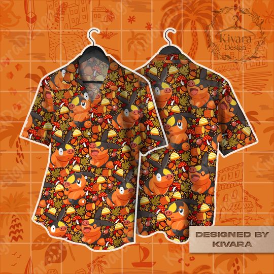 Discover Piggy Fire Type Cute Hawaiian Shirt Shorts Oink in Aloha Style Video Game Gift