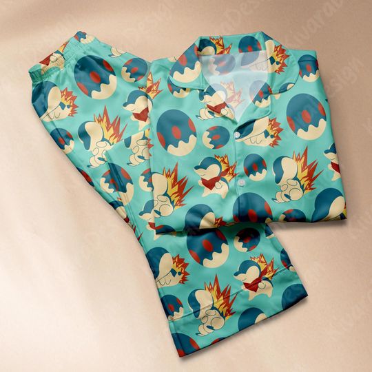 Discover Cyndaquil Pajamas Set Cute Anime Shirt  Fans - Pajama Set - Kawaii Gift for Fans
