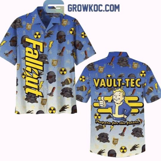 Discover Falllout Vault Tec Retro Skull Halloween Hawaiian Shirt