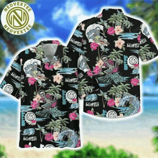 Discover B182 Skull Surfing Pumpkin Tropical Spooky Beach Halloween Hawaiian Shirt