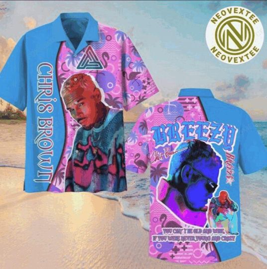 Discover Chris Brown Pumpkin Skull Tropical Halloween Hawaiian Shirt Music Spooky 2025 Tee